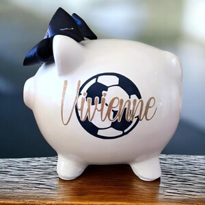 Personalized soccer piggy banks for girls, piggy bank, sports piggy bank, soccer bank, girls soccer bank, piggy banks for girls personalized