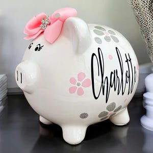 Personalized Flower Piggy Banks for girls, banks for girls, girl bank, piggy bank, Daisy bank, Baby shower bank, baby&#39;s first piggy bank