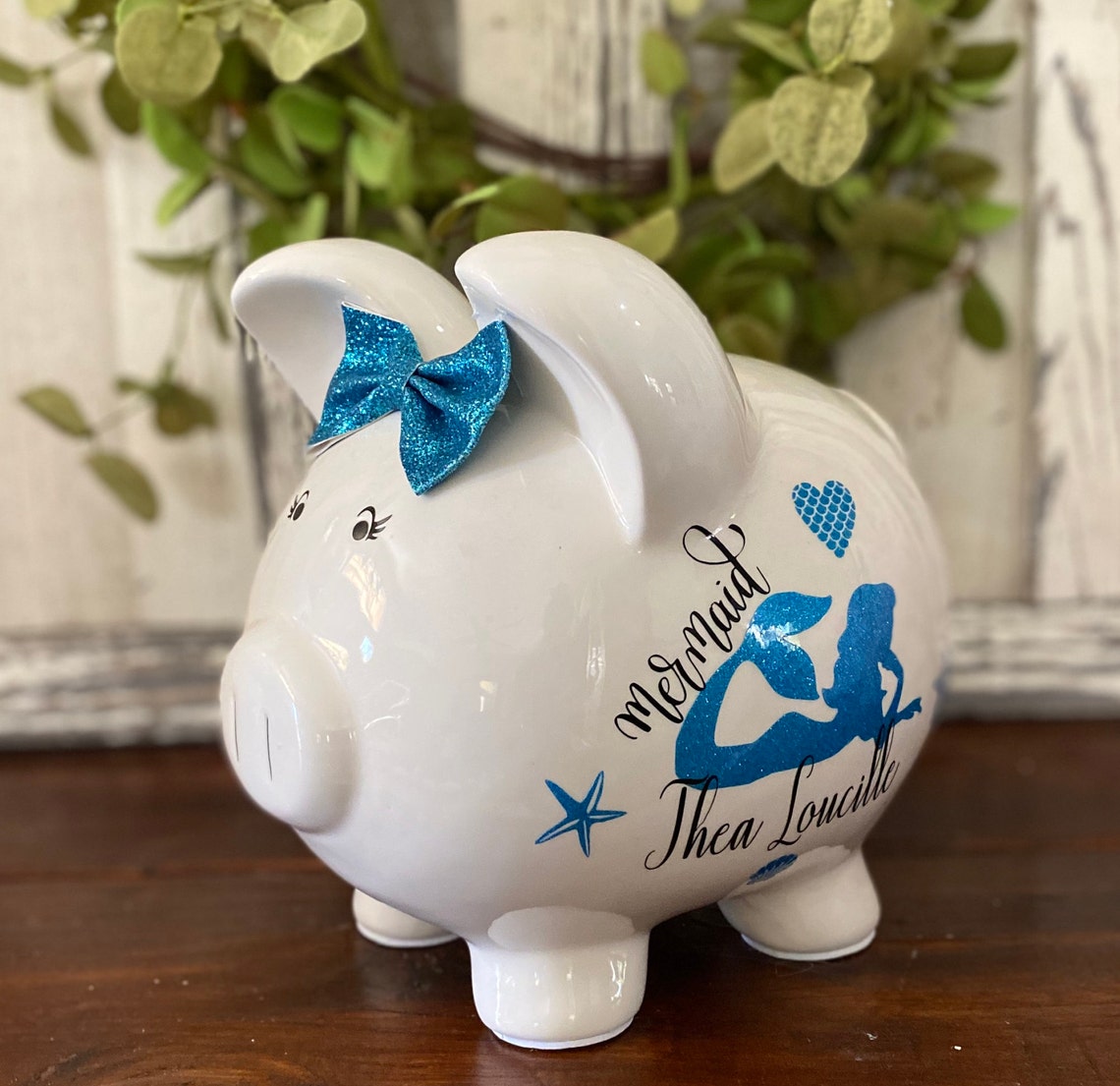 Large Personalized Mermaid Piggy Bank Piggy Banks for Girls Etsy