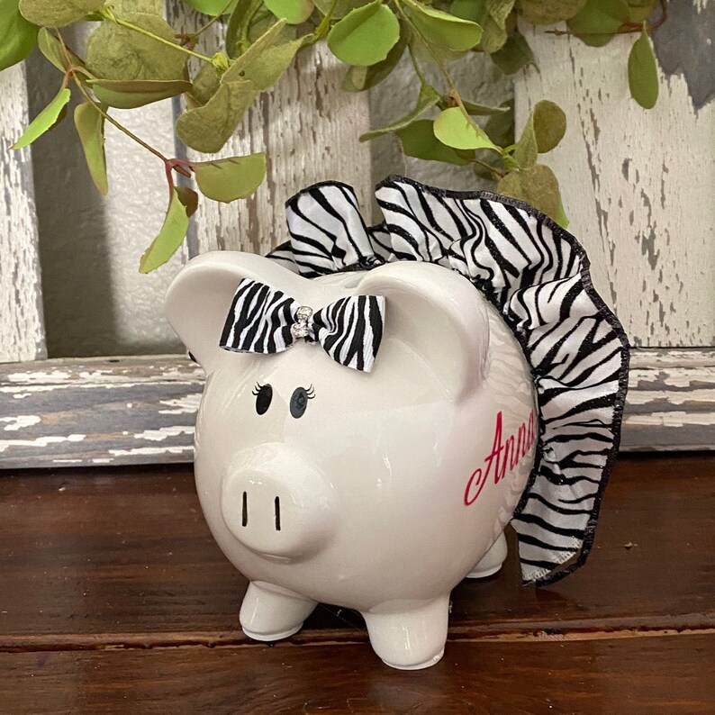 Small Zebra Piggy bank Piggy bank banks for girlslight Pink Etsy