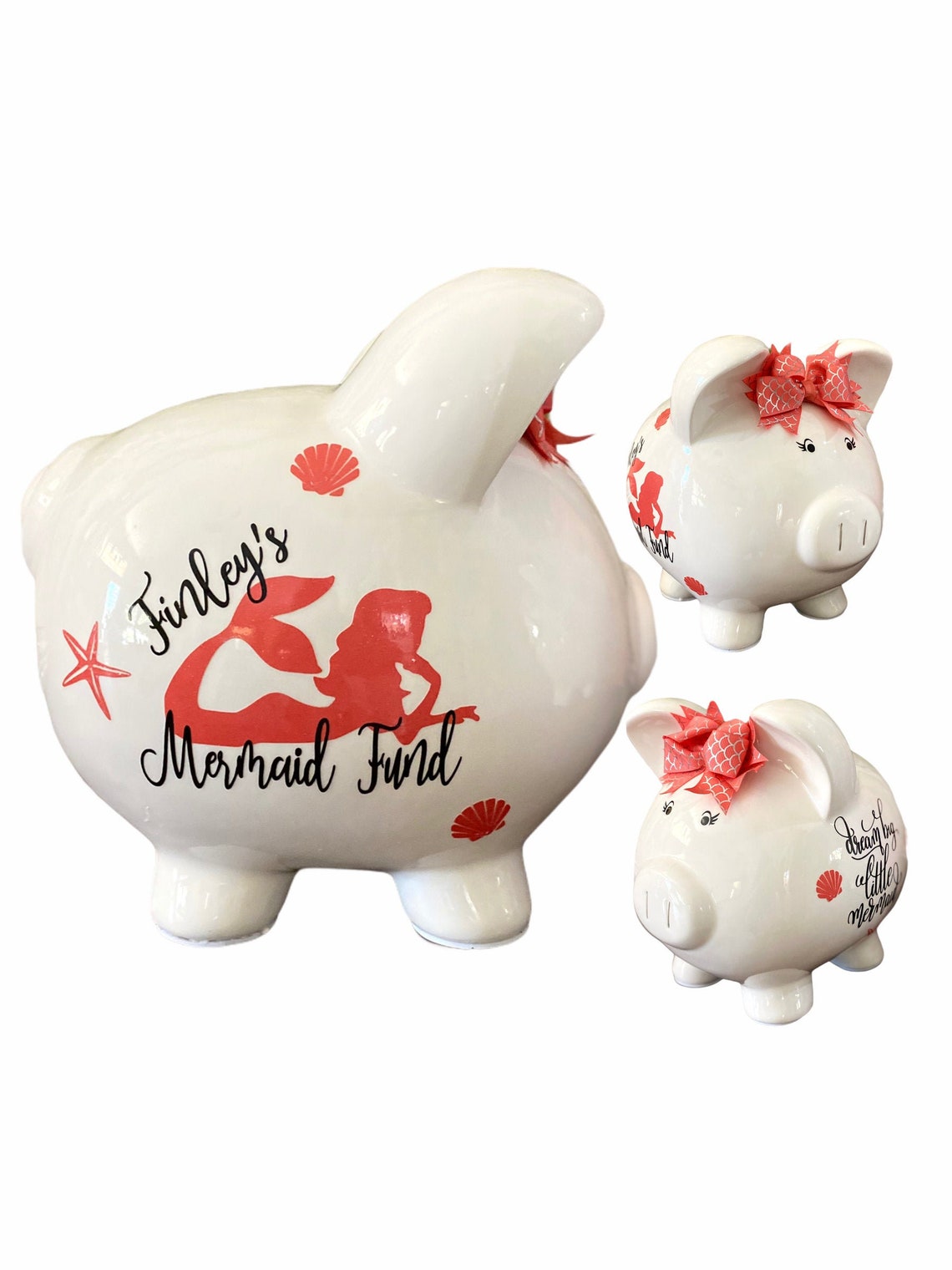 Large Personalized Mermaid Piggy Bank Piggy Banks for Girls Etsy