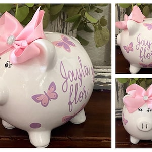 Personalized Butterfly piggy bank,banks for girls,piggy bank,butterfly nursery gift,1st piggy bank,butterfly themed baby, dragonfly