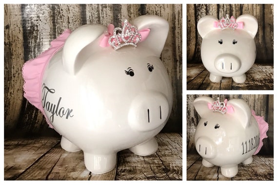 Grande Fille Personnalisee De Tirelire Rose Tirelire Avec La Etsy