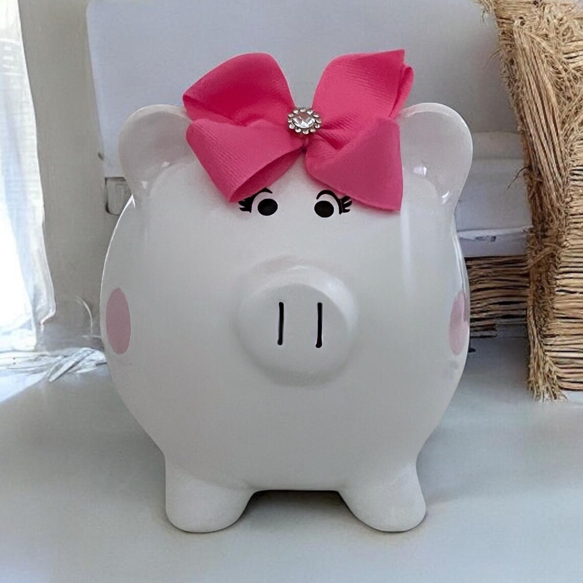 Pink Bak Personalized Pink Piggy Bank for Girls - Piggy Banks for Girls - Polka ...