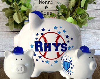 Personalized Large Baseball Piggy Banks for boys, piggy bank, sports piggy bank, Baseball bank, softball piggy bank, sports