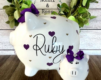 Personalized Heart piggy bank, piggy bank, banks for girls, initial banks, Valentines  piggy banks, baby's first piggy bank, Banks for boys