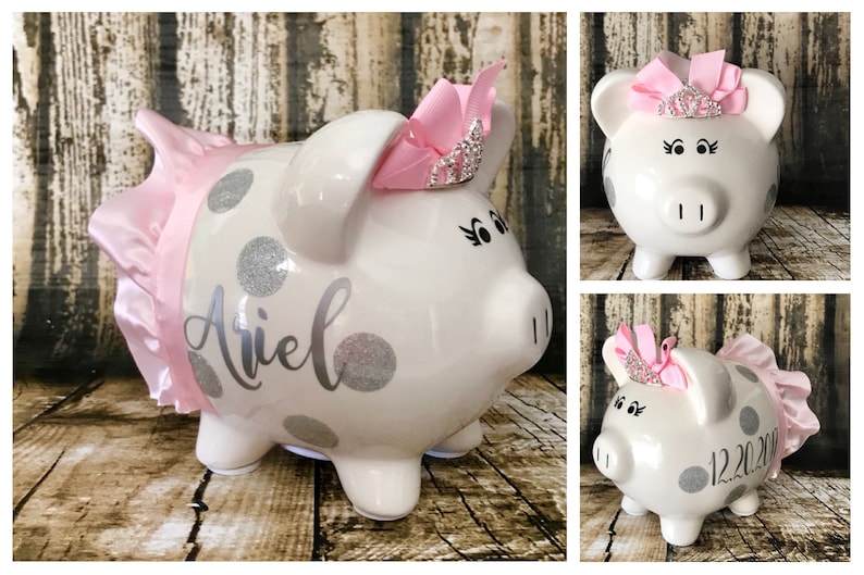 Personalized Light Pink Piggy Banks for Girls Piggy Bank With Etsy Canada