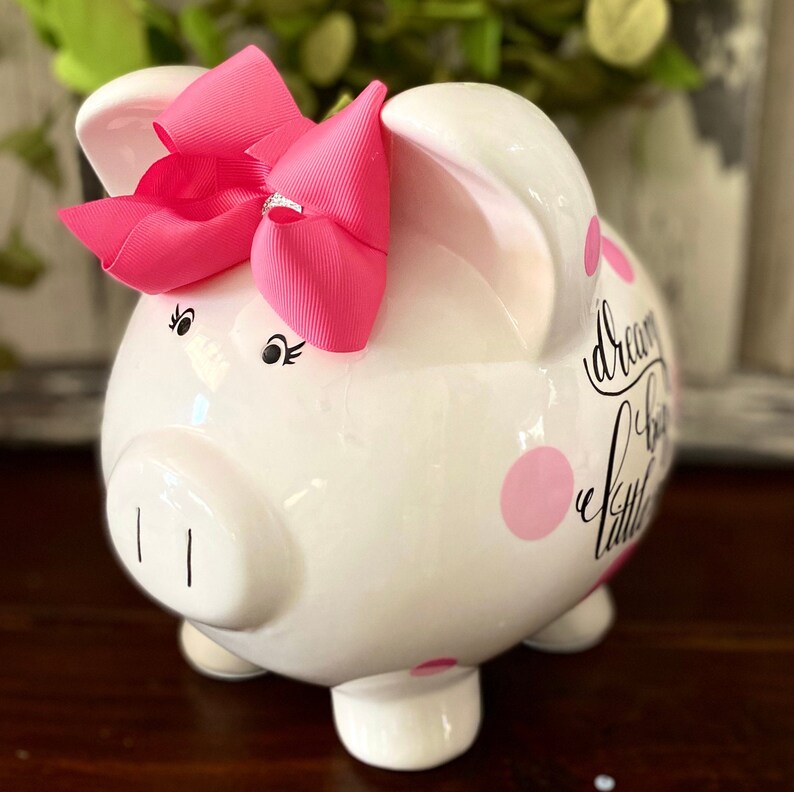 Large Custom Piggy Bank for Girls Dream Big Little One Piggy Etsy