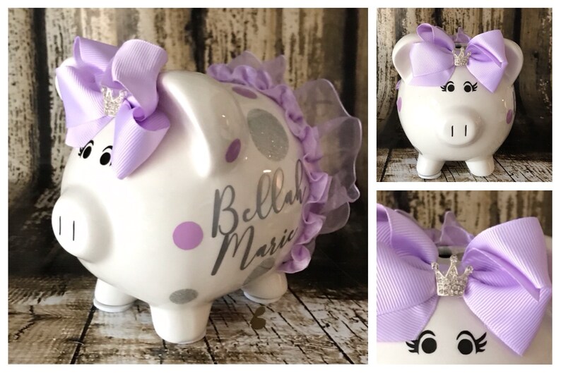 Personalized Piggy Bank Piggy Banks for Girls Lavender Piggy Etsy