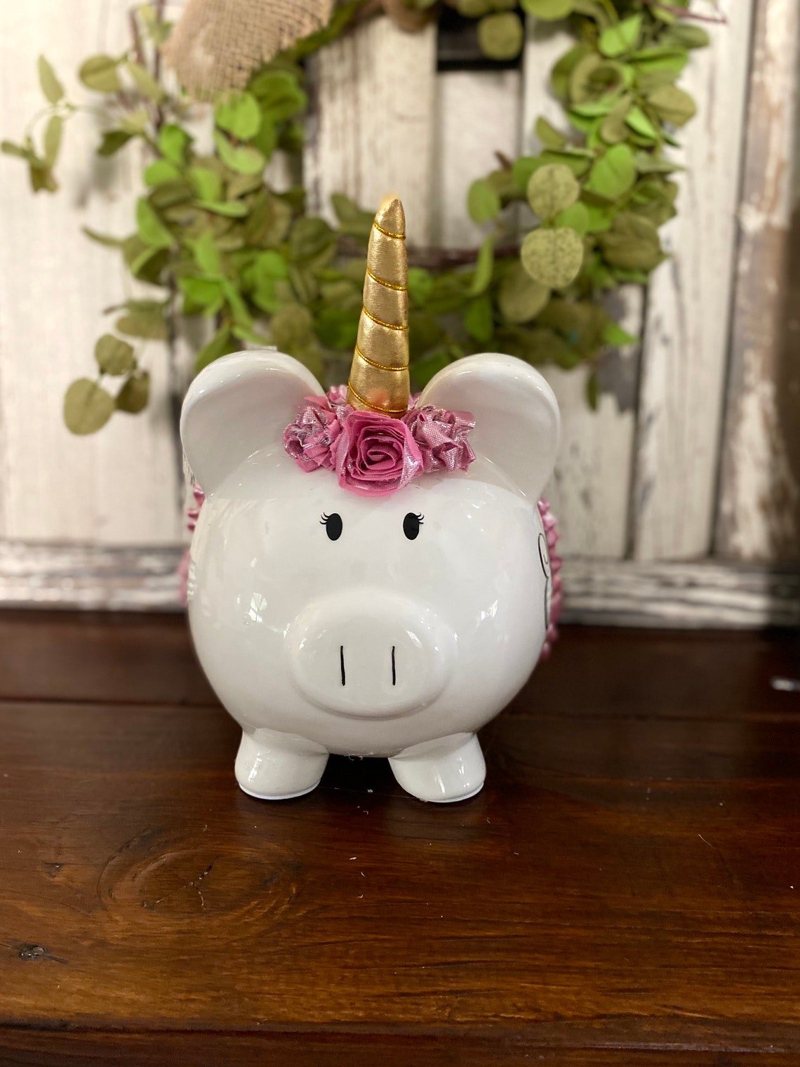 LARGE Personalized Unicorn Piggy Bank Gold Horn Unicornpiggy Etsy