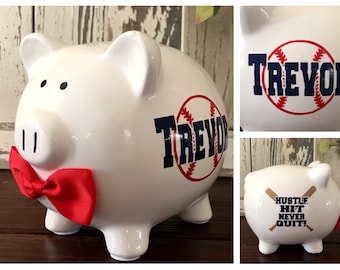 Personalized Large Baseball Piggy Banks for boys, piggy bank, sports piggy bank, Baseball bank, softball piggy bank, sports