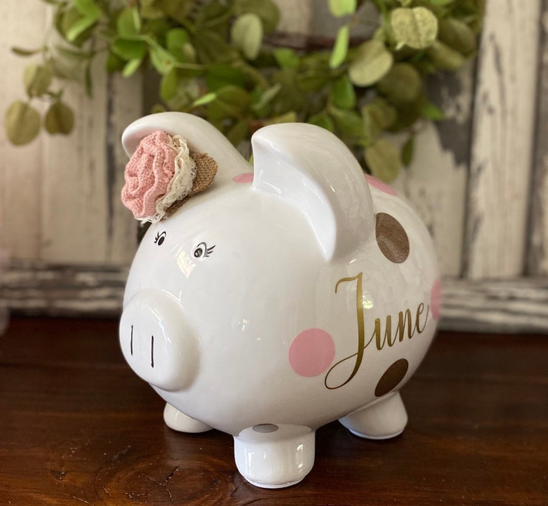 Extra LARGE Personalized Burlap Piggy Bank Banks for Girls Etsy