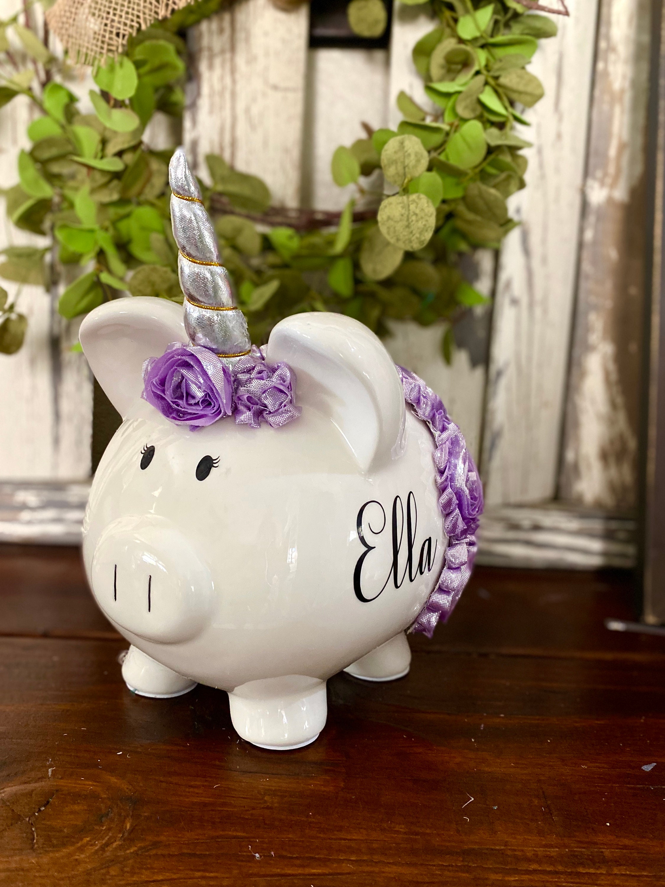 LARGE Personalized Unicorn Piggy Bank gold horn unicornpiggy Etsy.de
