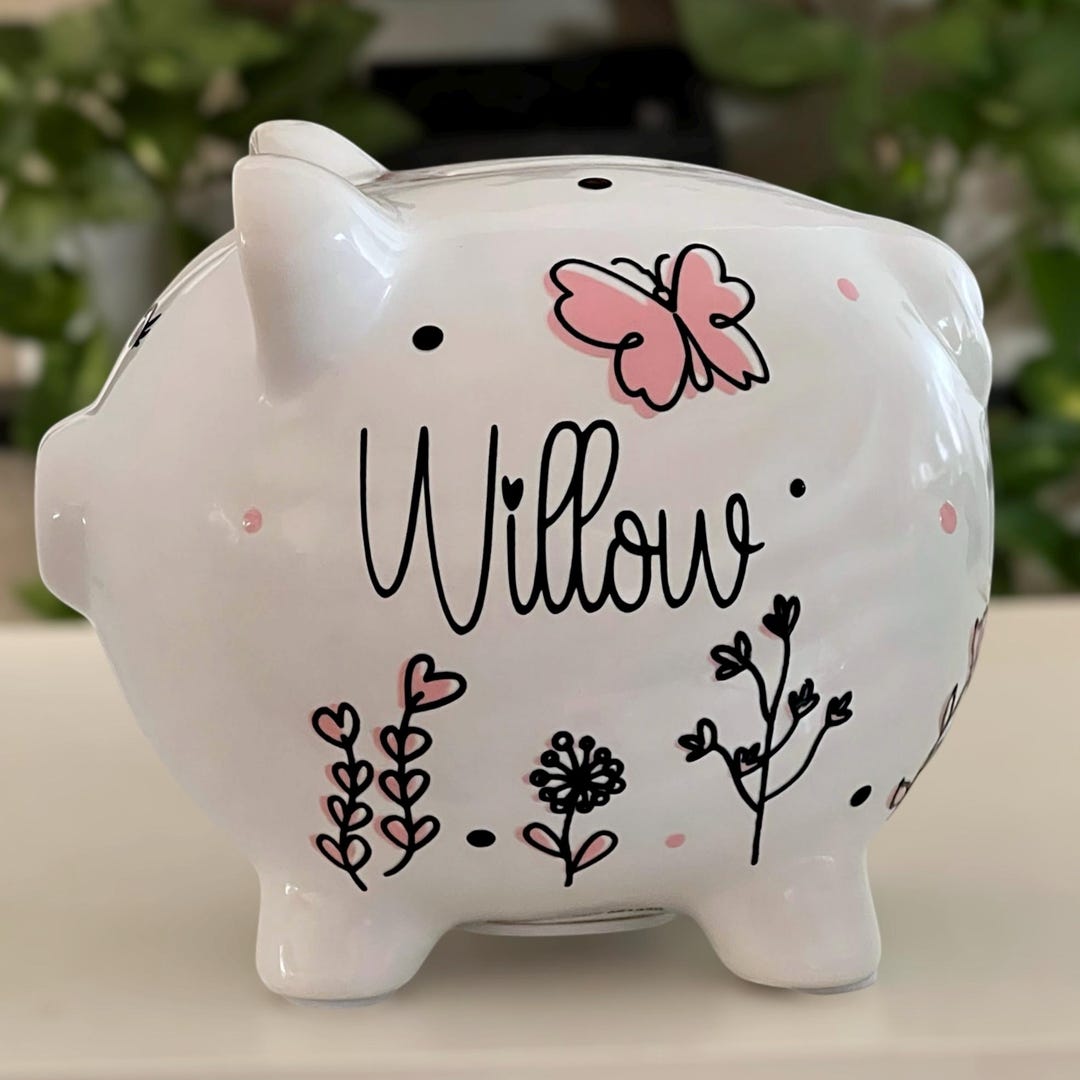 Personalized Tulip Flower Piggy Banks for Girls, Banks for Girls