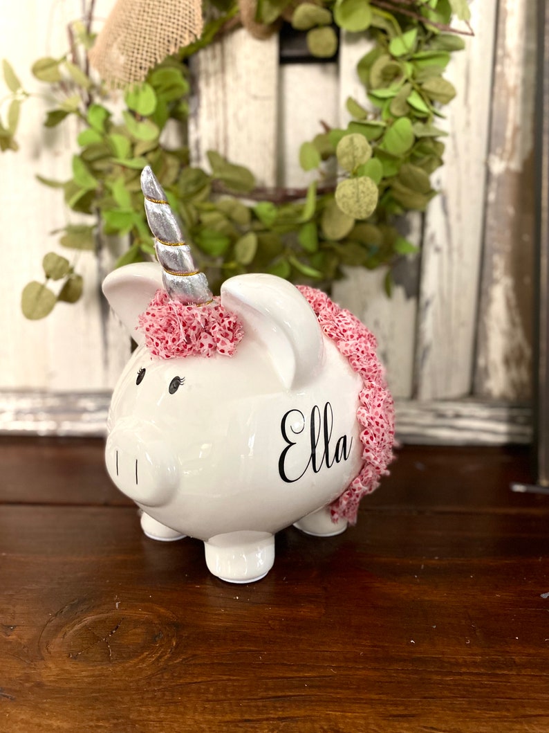 LARGE Personalized Unicorn Piggy Bank Gold Horn Unicornpiggy Etsy