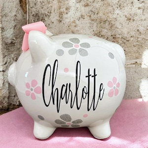Personalized Flower Piggy Banks for girls, banks for girls, girl bank, piggy bank, Daisy bank, Baby shower bank, baby&#39;s first piggy bank