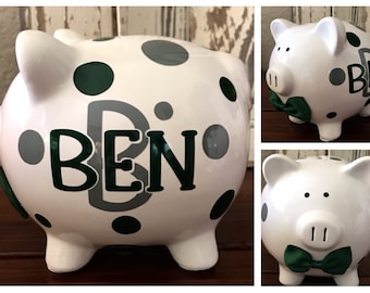Large Personalized piggy bank, star piggy bank, banks for boys, piggy bank, money counter, coin holder