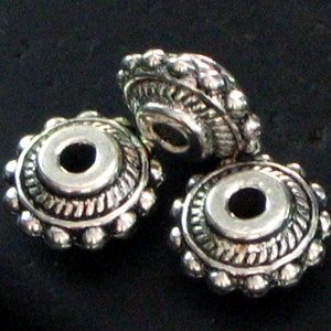 Chunky Round Beaded Trim Pewter Spacer Beads - Set of 20