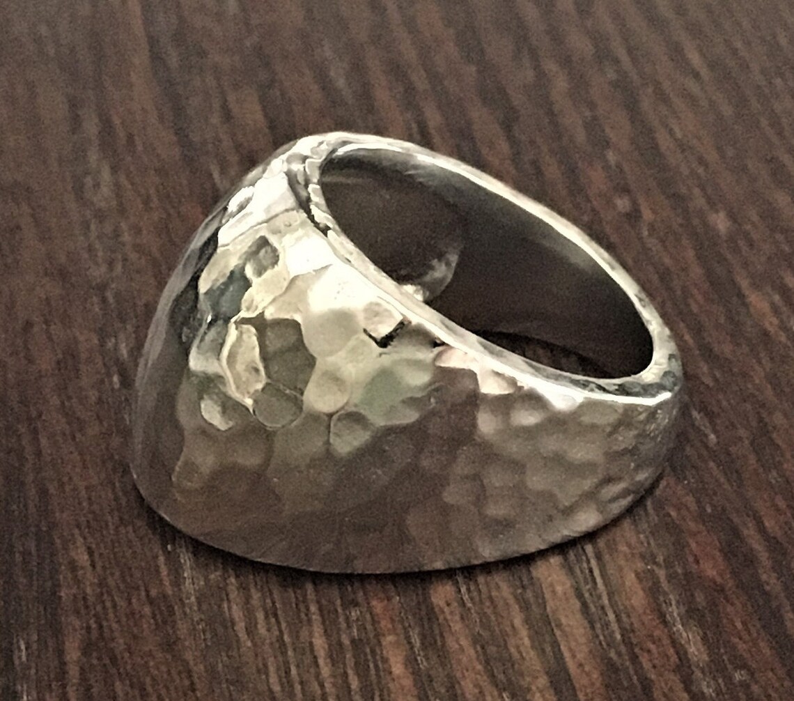 Hammered Abstract Large Chunky Angle Ring in Stainless Steel Etsy