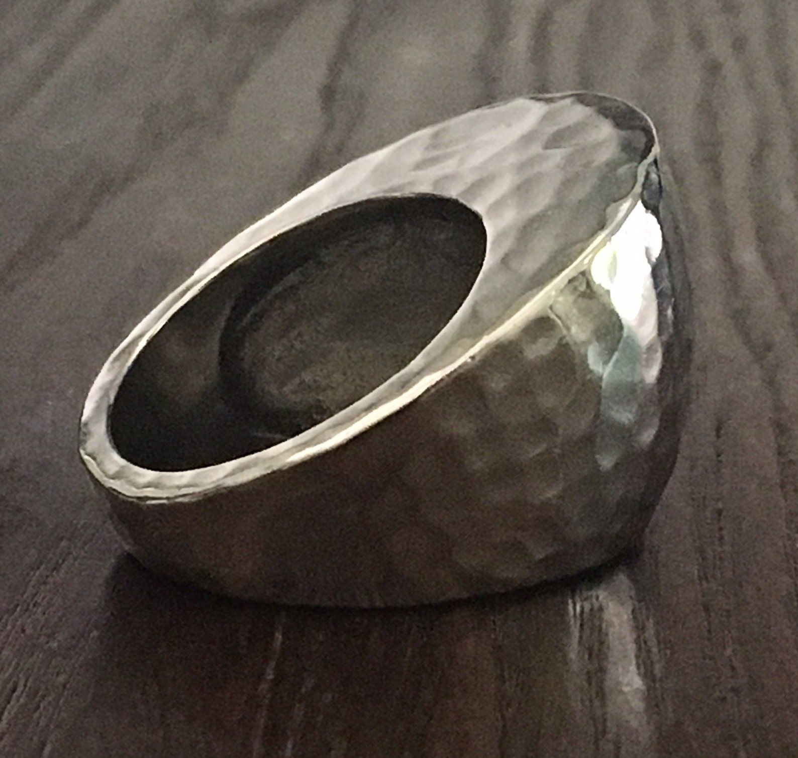 Hammered Abstract Large Chunky Angle Ring in Stainless Steel Etsy