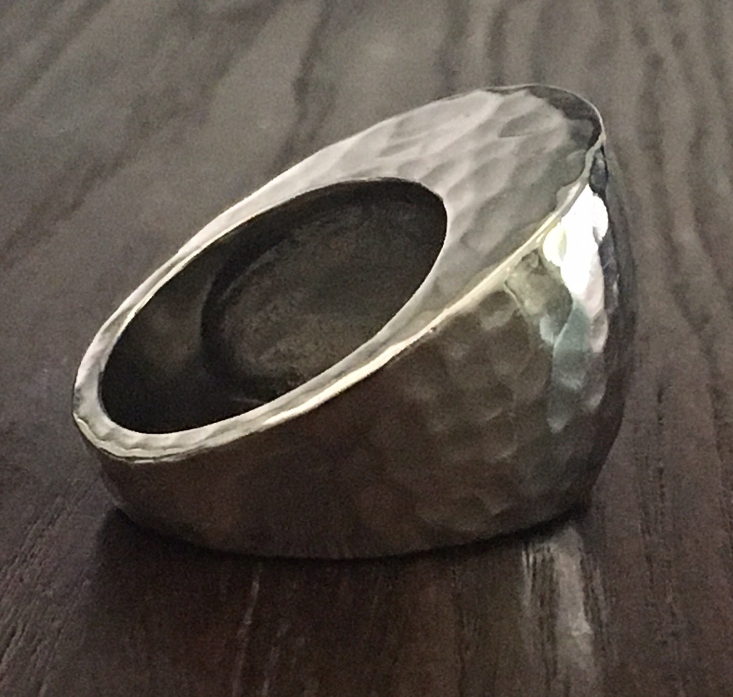 Hammered Abstract Large Chunky Angle Ring in Stainless Steel Etsy