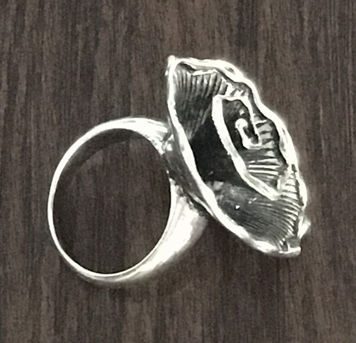 Large Top Silver Flower Petal Ring With Dimensional Detail Etsy