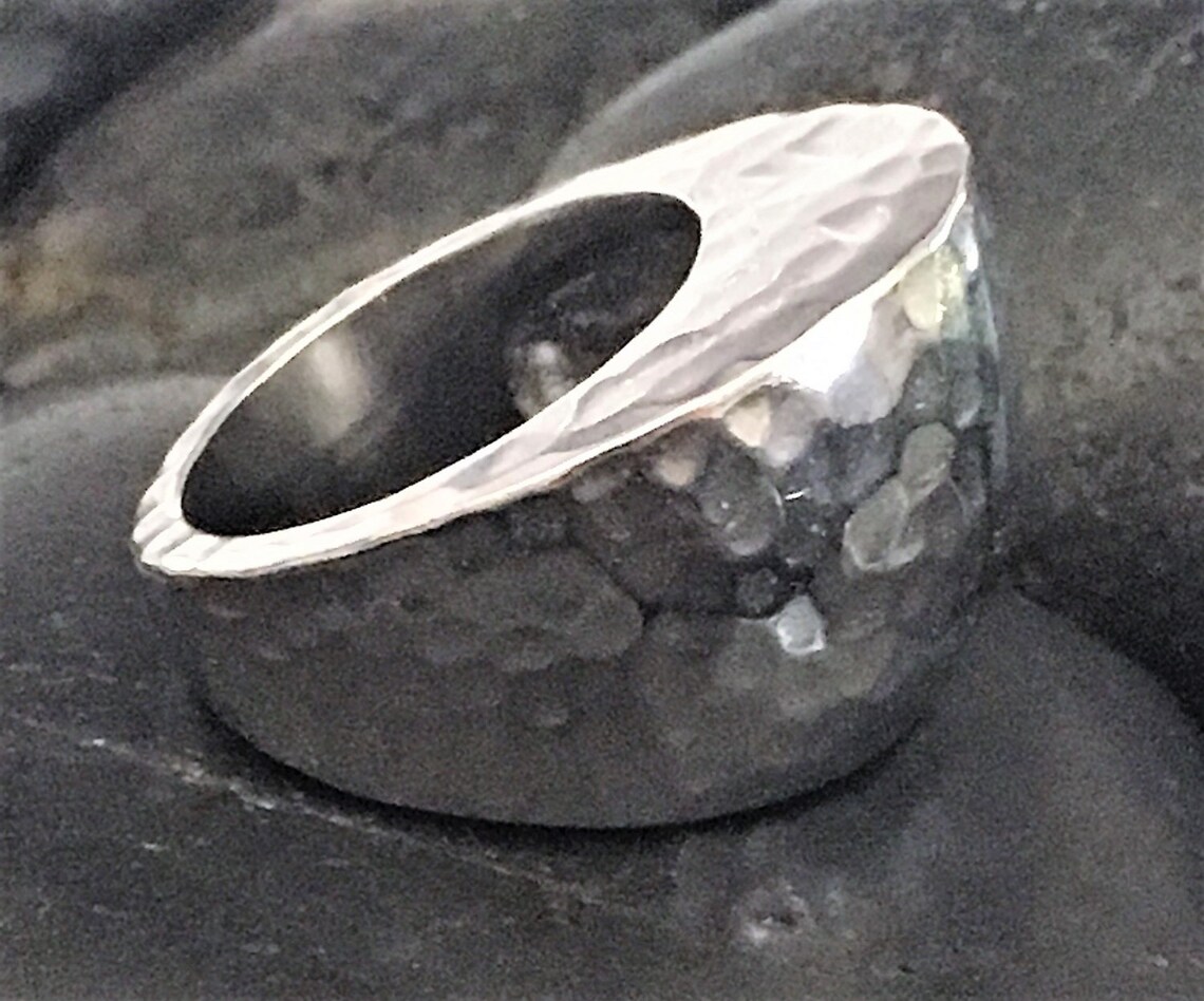 Hammered Abstract Large Chunky Angle Ring in Stainless Steel Etsy