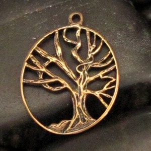 Tree of Life Open Work Pendant in Brass with Lots of Detail