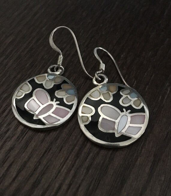 Mother of Pearl Sterling Silver Butterfly Dangle Earrings Mother of Pearl Sterling Silver Butterfly Dangle Earrings