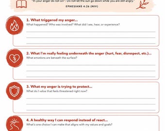 Christian Anger Release Worksheet | Anger Management Printable | Faith Based Emotional Processing Tool | Digital Download PDF