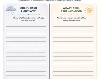 Christian Gratitude and Lament Worksheet | Psalm 13 Journal Printable | Faith Based Grief and Gratitude Tool | Digital Download