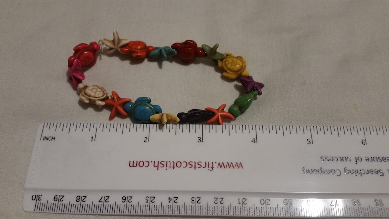 larger Multicoloured turle and star fish shell bead bracelet