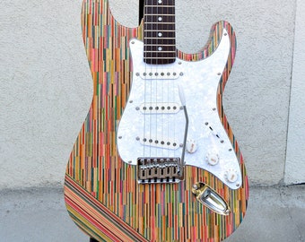 Perfect gift Recycled skateboard electric guitar stratocaster style, for him, for her, custom electric guitar, gift