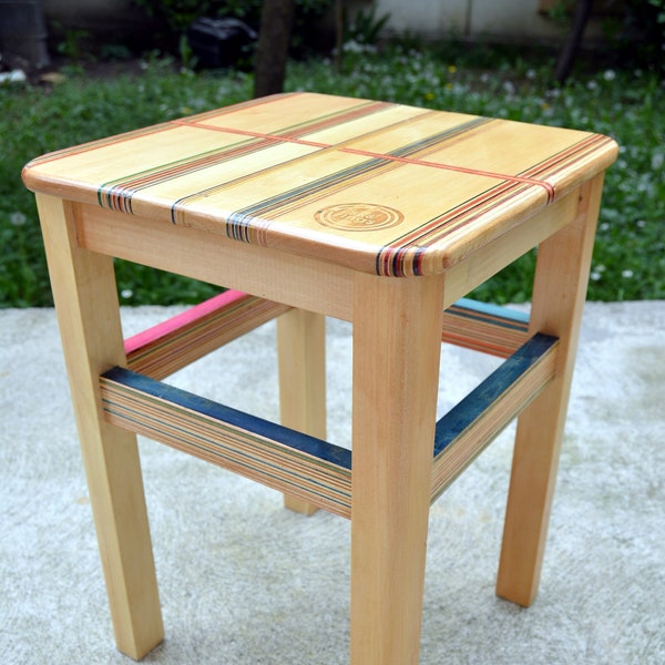 Recycled skateboard stool, chair, handmade from recycled skateboard wood and basswood, stool from skateboards