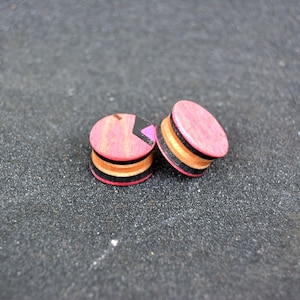 Plugs 16 mm aus recyceltem Skateboard, Tunnel-Ohrringe, Holz-Plugs