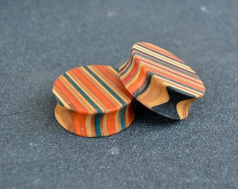 Plugs 30mm from recycled skateboard, wooden plugs, ear plugs, ear stretchers, tunnel earrings