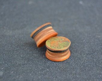 Plugs 16mm from recycled skateboard, plugs, tunnel earrings, wooden plugs 02
