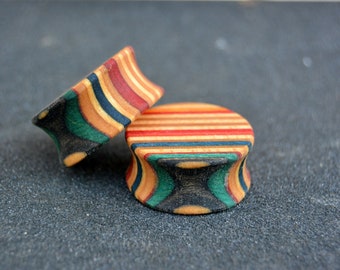 Plugs 24mm from recycled skateboard, wooden plugs, ear plugs, ear stretchers, tunnel earrings