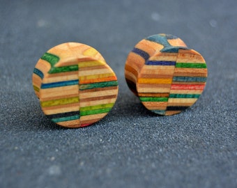 Plugs 20mm from recycled skateboard, wooden plugs, ear plugs, ear stretchers, tunnel earrings