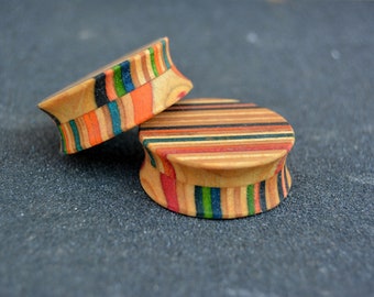 Plugs 30mm from recycled skateboard, wooden plugs, ear plugs, ear stretchers, tunnel earrings