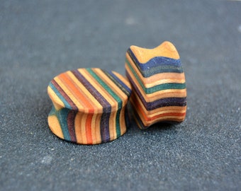Plugs 24mm from recycled skateboard, wooden plugs, ear plugs, ear stretchers, tunnel earrings