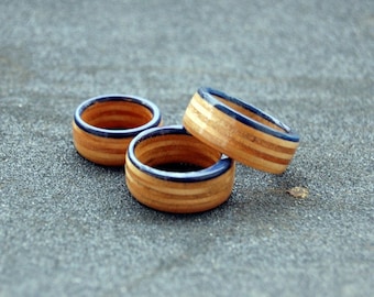 Perfect gift NAVY natural recycled skateboard rings