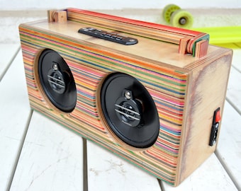 Bluetooth speaker from recycled skateboards, bluetooth radio, perfect gift, unique piece of art