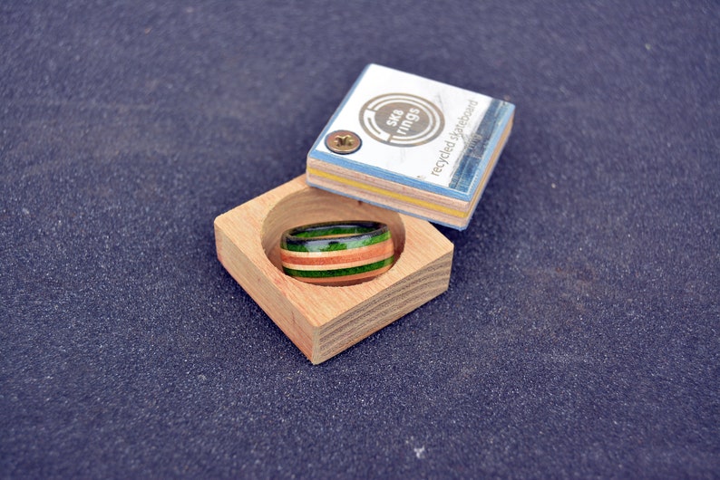 Perfect gift Green olive natural recycled skateboard rings image 3