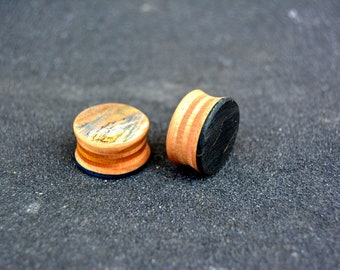 Plugs 18mm from recycled skateboard, black plugs, tunnel earrings, wooden plugs