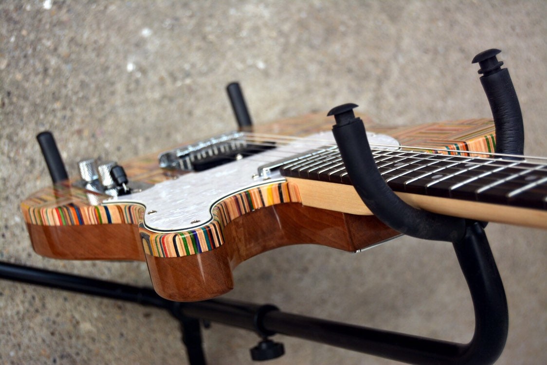 Telecaster Style Recycled Skateboard Guitar, Walnut Wood