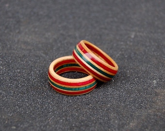 Red blue natural recycled skateboard rings