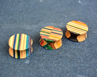 Plugs 20mm from recycled skateboard, wooden plugs, ear plugs, ear stretchers, tunnel earrings