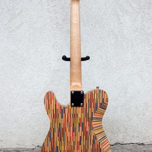 Perfect gift Telecaster style fish bone recycled skateboard guitar, custom handmade electric guitar with Squier pickups, for him, for her image 5