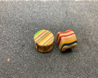 Plugs 18mm from recycled skateboard, wooden plugs, ear plugs, ear stretchers, tunnel earrings